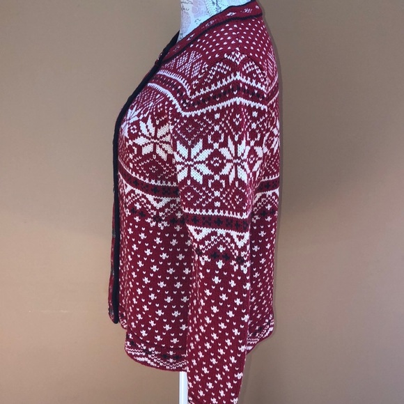 Vintage LL Bean Fair Isle Red Sweater Medium - Picture 3 of 5